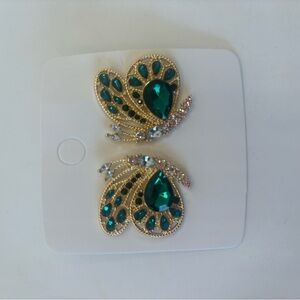 Elegant Butterfly Earrings with Teal and Gold Accents